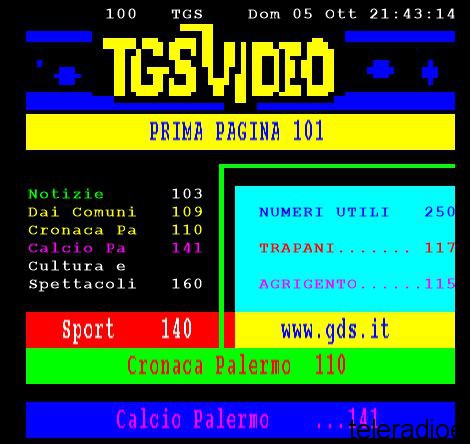 Mux TGS (UHF 22): Disattivato il Teletext, TGS Video