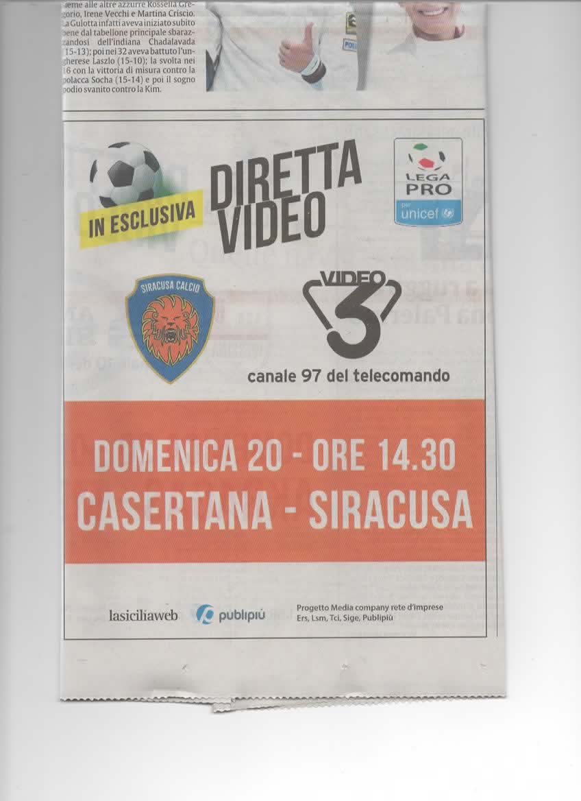 Casertana-Siracusa Diretta Video 3 Domenica 20 Ore 14.30