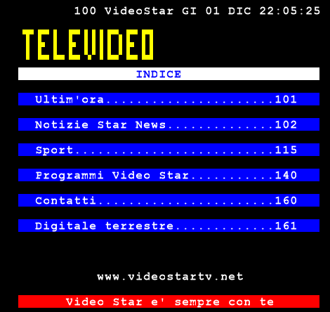 Gallery digitale terrestre Catania dicembre 2016: teletext Videostar